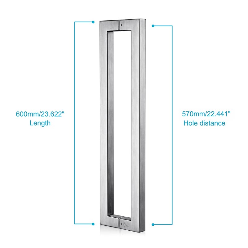 TOGU TG-R3030 Heavy Duty Commercial Grade 600mm/24 inches Square/Rectangle Shape Solid 1.2mm Thick Stainless Steel 304 Push Pull Door Handle, Full Brushed Stainless Steel Finish - Image 2